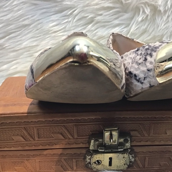 Enzo Angiolini Casiano faux snakeskin/gold Toes/Heels kitten heel size 10 - Picture 11 of 11